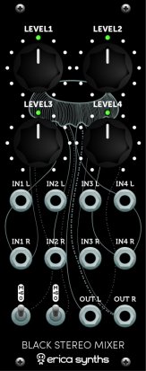 Erica Synths Black Stereo Mixer V3 - Eurorack Module on ModularGrid