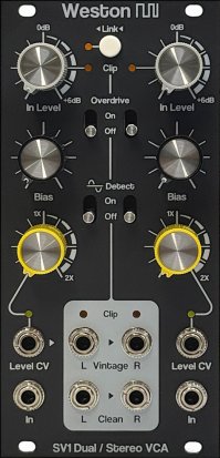 Eurorack Module SV1 Dual / Stereo VCA (2025 Panel) from Weston Precision Audio