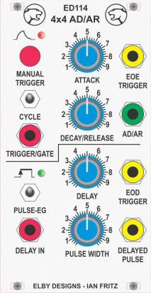 Eurorack Module IF114 - 4x4 AD/AR Delay Generator from Elby Designs