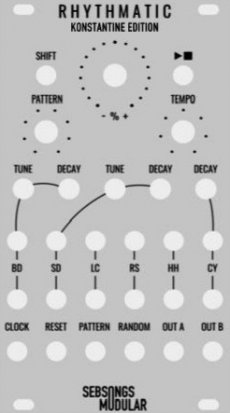 Eurorack Module Rhythmatic (Konstantine edition) from Sebsongs Modular