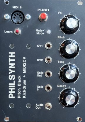 Eurorack Module Philsynth Pitch Black Kickdrum + MIDI2CV from Other/unknown