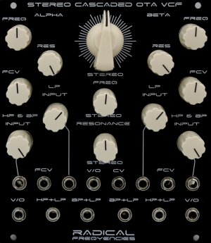 Eurorack Module Stereo Cascaded OTA VCF from Radical Frequencies