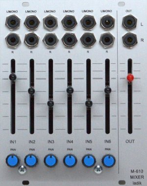 Eurorack Module M-610 6ch stereo slider mixer from Ladik