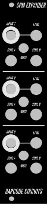 Eurorack Module Stereo Panning Mixer Expander from Barcode Circuits