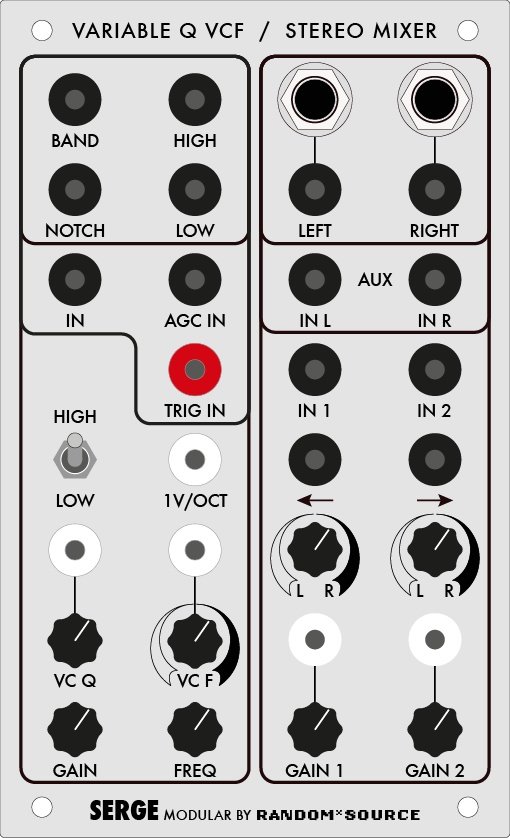 Random*Source VARIABLE Q FILTER / R*S STEREO MIXER - Serge Module